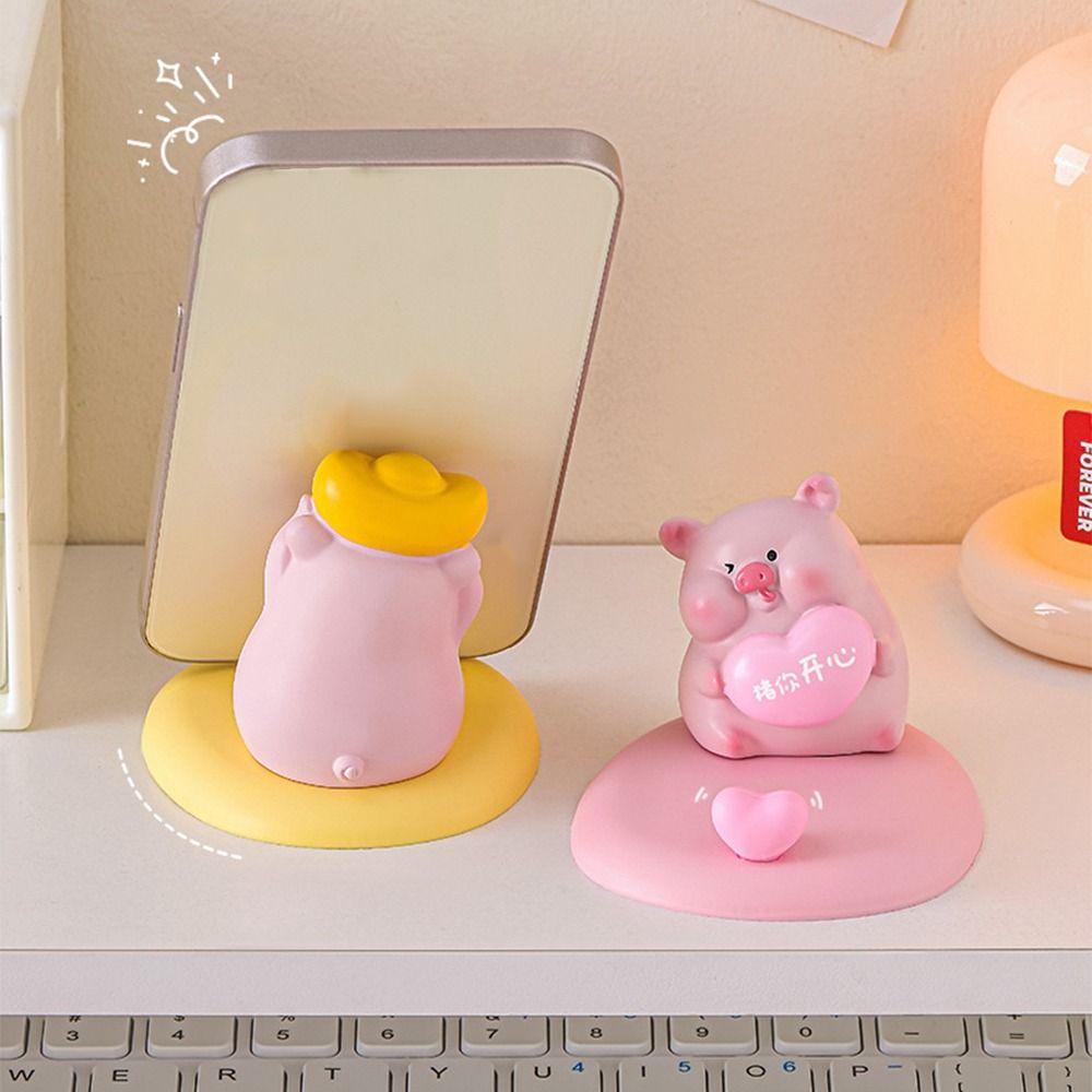 Pig Shaped Cartoon Pig Phone Stand Lovely Cute Pig Phone Rack Desktop Decoration