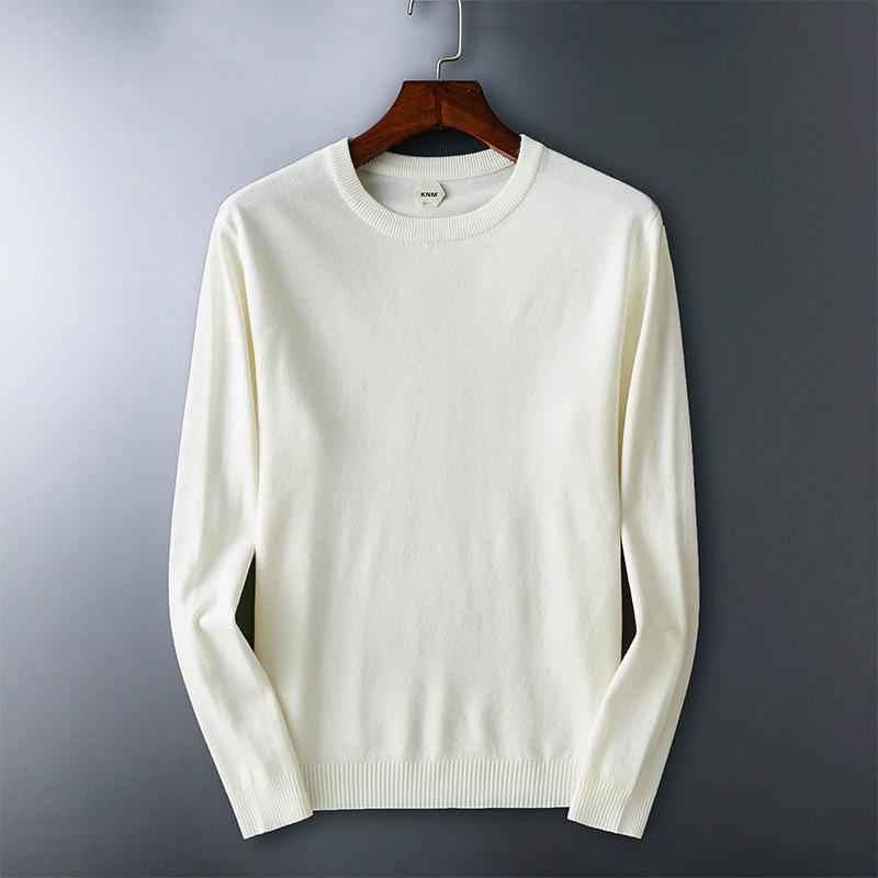 Men's Slim Fit Round Neck Knit Sweater - Long Sleeve, Solid Color, Versatile Base Layer for Autumn/Winter Casual Trend.