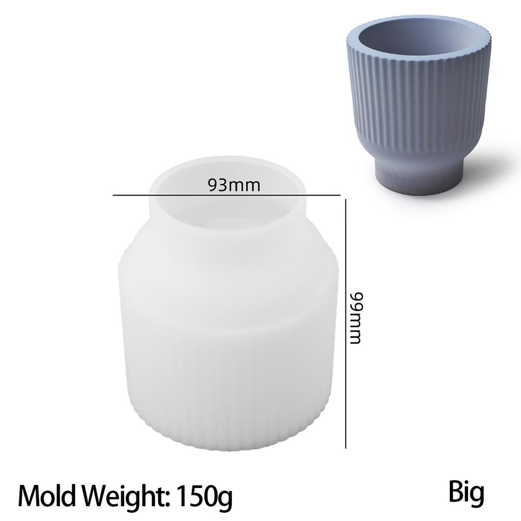 Concrete Round Stripe Candle Cup Silicone Mold DIY Handmade Planter Plaster Resin Storage Box Casting Molds Home Craft Decor