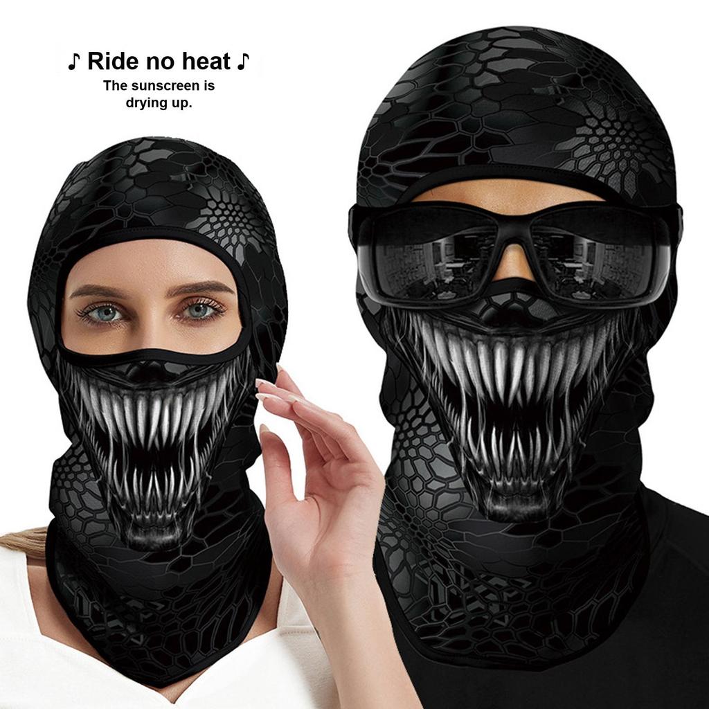 Motorcycle Face Mask, Breathable Skull Balaclava Neck Gaiter, UV Protection Face Cover for Cycling Fishing Outdoor Sports