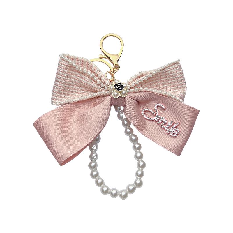 Camellia Bow & Pearl Keychain Pendant for Bags