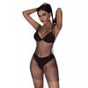 Black Rhinestone Fishnet Sheer Bodycon Mini Dress