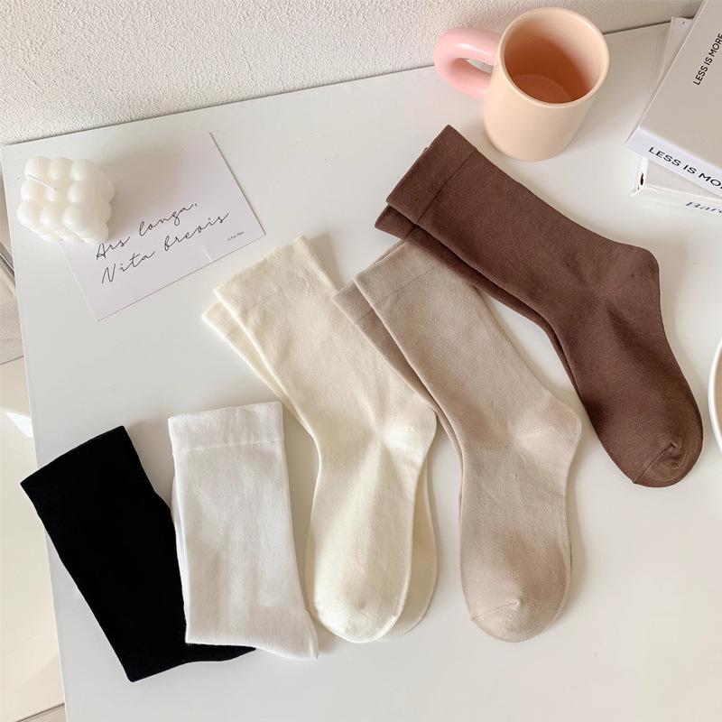 Damskie oddychające bezszwowe skarpetki bawełniane - Wiosna i jesień, styl uniwersytecki