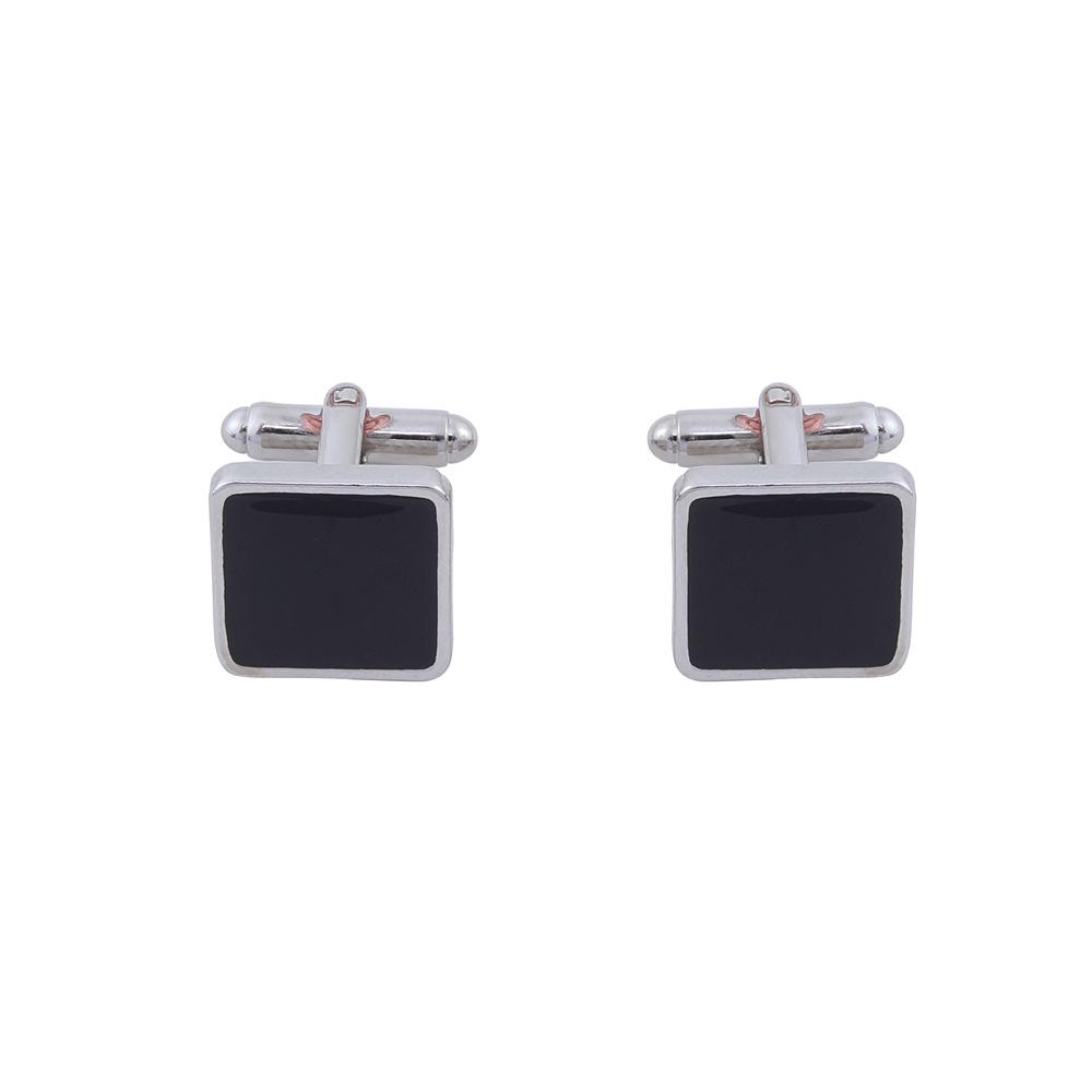 New Simple Geometric Versatile Square Alloy Black Cufflinks Factory Direct Sales Sleeve Stud Accessories
