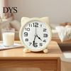 Battery Powered Clock Cat Ear Alarm for Kids, Silent Non-Ticking Metal Analog Quiet Clock, Home Office Desk Decor Decorative Table