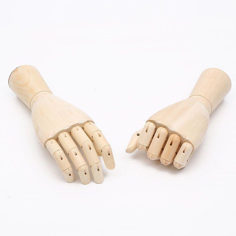 Right Left Wooden Hand Model Sketching Drawing Jointed Movable Fingers Mannequin