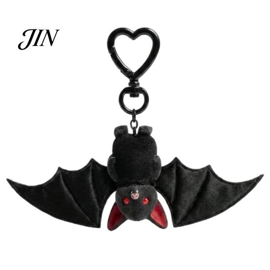Portachiavi Pipistrello Peluche 1/2/3 Pezzi Ciondolo, Portachiavi con Fibbia a Molla in Lega Nera, Accessorio Stile Goth a Doppio Strato Portali Ali, Occhi Rossi Leggero