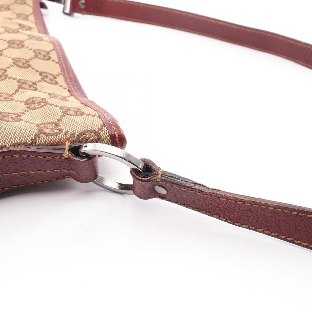 Used GUCCI GG canvas Shoulder Bag 113013 canvas leather Beige Bordeaux Used Women
