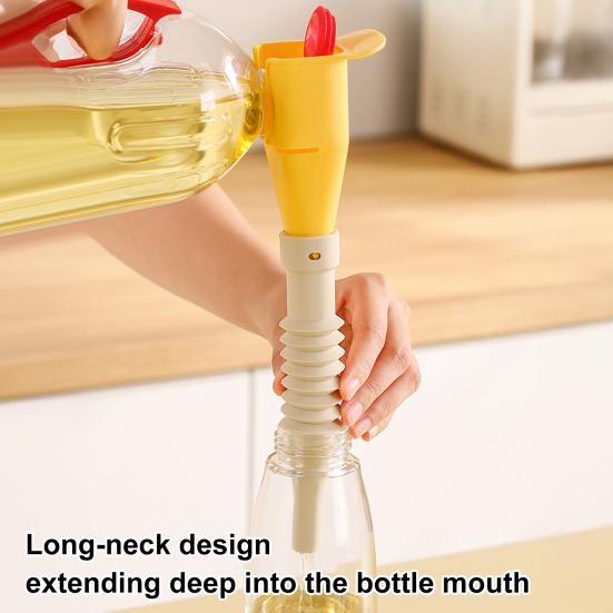 Entonnoir en Silicone pour Cuisine, Entonnoir à Huile Pliable avec Bec Flexible, Ajustement Universel pour Bouteille pour Remplir Huile Sauce, Outil de Versement Anti-fuite
