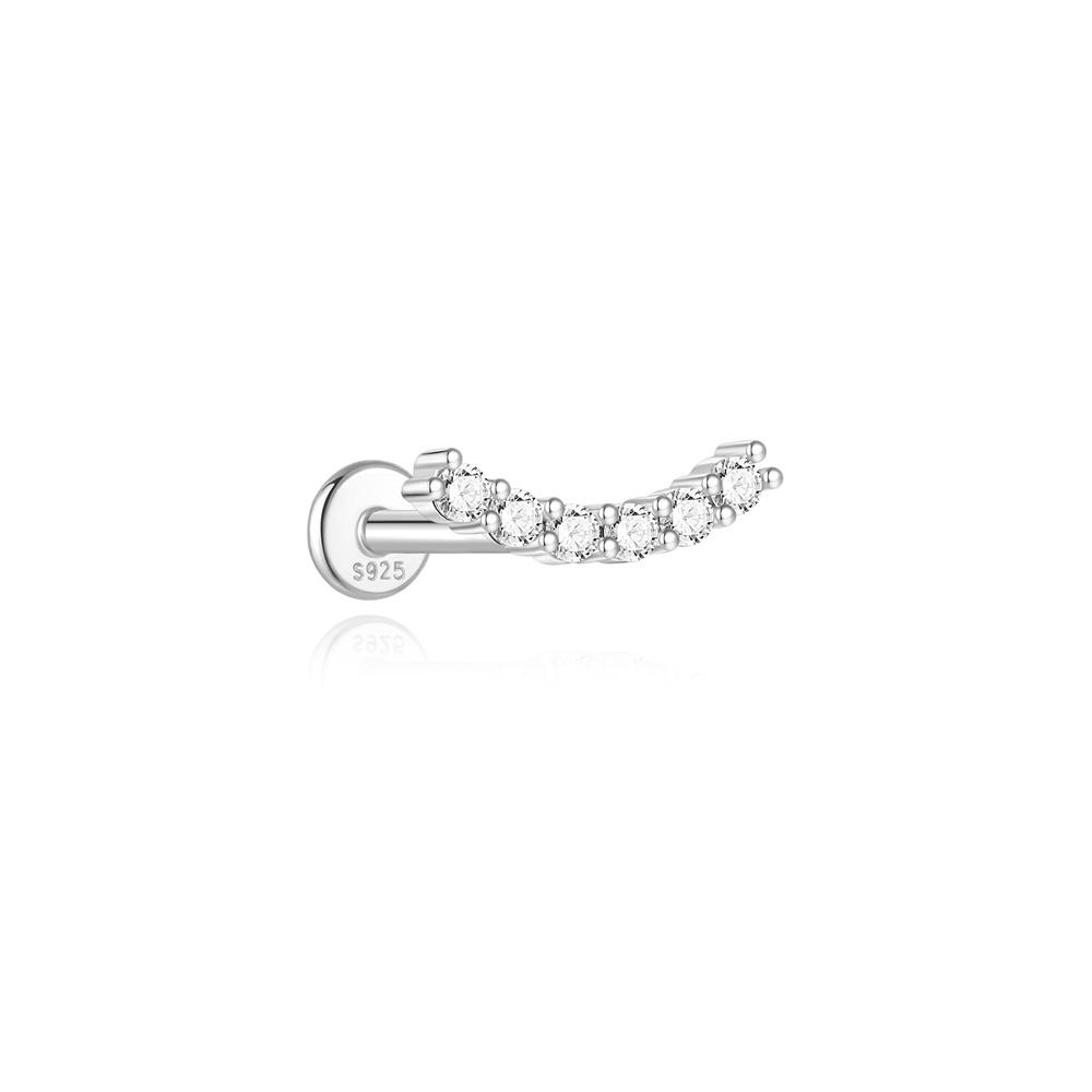 AIDE Coração Bola Redonda Hélice Plana Brinco Piercing Prata Esterlina 925 Tarraxas Geométricas Zircônia Exquisite Adorno Tarraxas Brincos