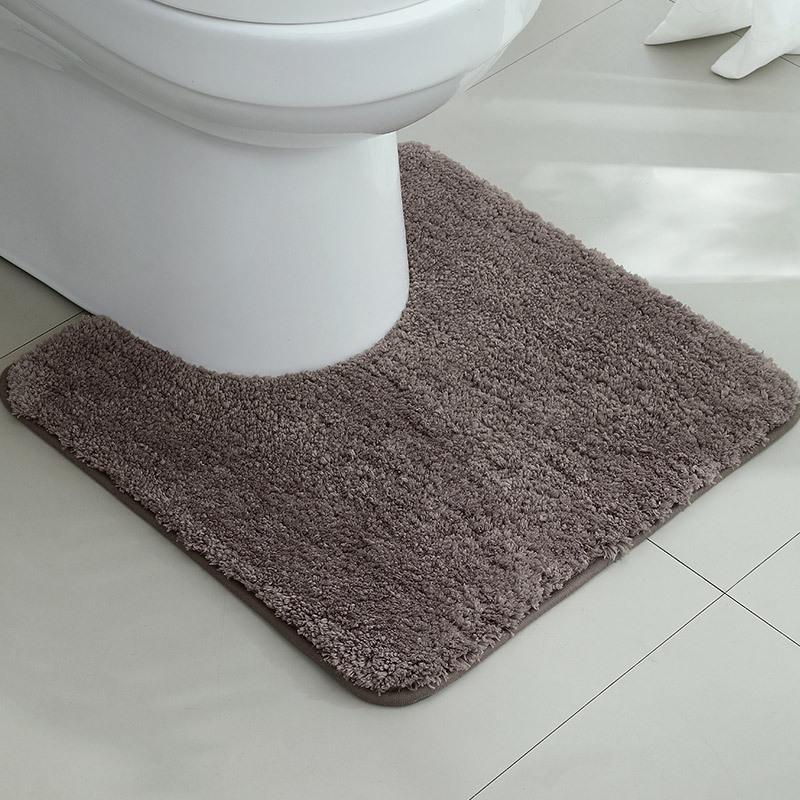 Thickened U-Shaped Non-Slip Absorbent Toilet Mat - Dirt-Resistant Bathroom and Bedside Carpet