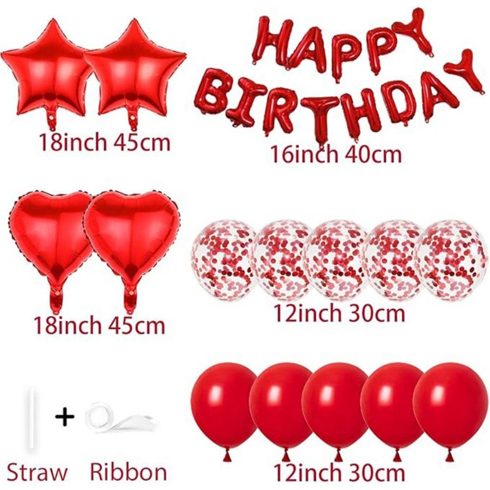 Latex/Aluminum Film Happy Birthday Balloon Garland Kit Heart Star Balloon Wall Backdrop  Birthday