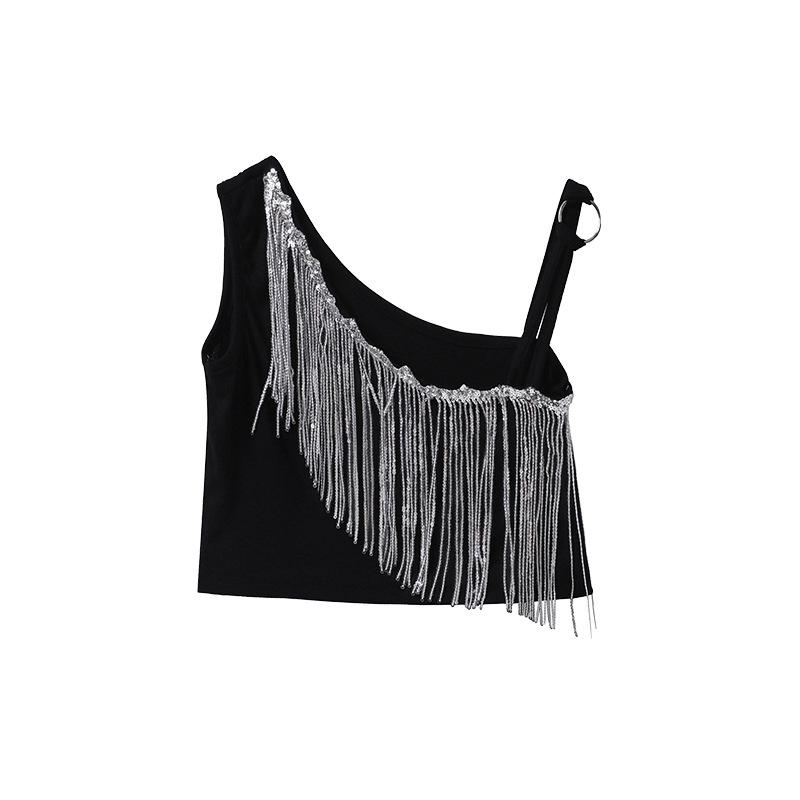 Girls' Tassel Crop Top - Trendy Jazz Dance Outfit for Performances and Runway Practice