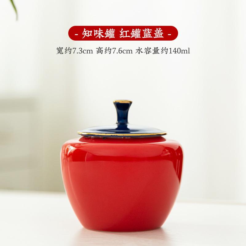 Malá keramická dóza na čaj Uzavíratelná nádoba Dóza na goji bobule Kosmetika Čínský styl Červená dárková krabička Sada Přizpůsobitelné logo