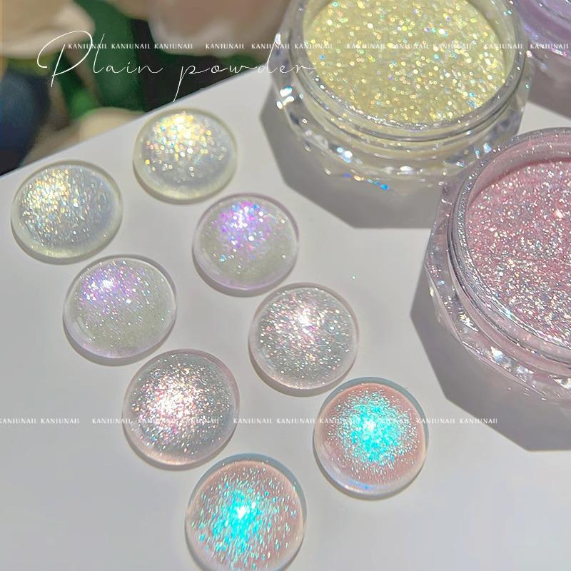 Třpytivý pudr na nehty Fairy Fine - Ledově průhledný Nude Zvýrazňovač pro nehty v salonní kvalitě