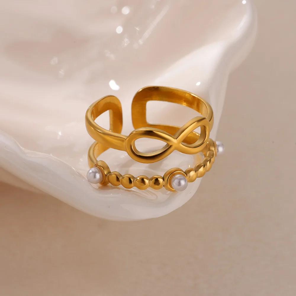 Dainty Zircon Shell Starfish Turtle Evil Eye Rings Stainless Steel Ring Women Anti Fading Golden Charm Zircon Accessories Gifts