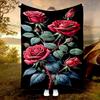 Red Rose Flannel Blanket - Soft and Warm, Suitable for Sofas, Beds, Chairs, Camping,and As a Festival Gift for Family and Friend