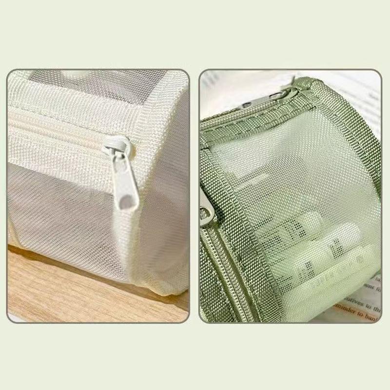 Mesh Dual-Use Makeup Brush Storage Bag Portable Brush Case Simple Large Capacity Brush Bucket Holder Travel Stand-Up Pouch