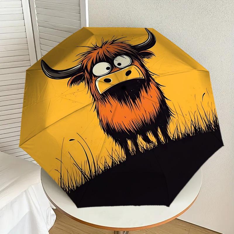 Adorable Highland Cow Print Umbrella - Auto Open/Closed, Outdoor Gear, Travel Accessory, Lightweight & Durable 176