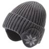 Unisex Winter Knit Hat with Detachable Ear Flaps Windproof Warm Snowflake Pattern Beanie