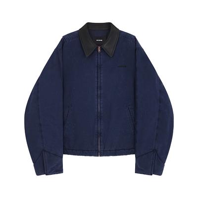 WE11DONE Zip Collar Long Sleeve Jacket Unisex Jackets Navy-Blue WD-JP2-24-036-U-NV