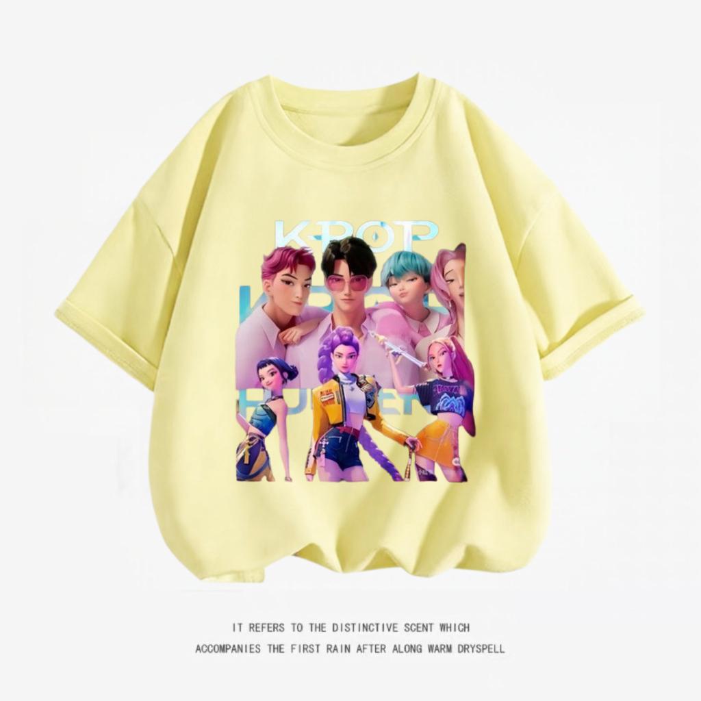 KPop Demon Hunter Costume Short-sleeved TShirt Loose Casual Clothing Tees Girls Child Round Neck