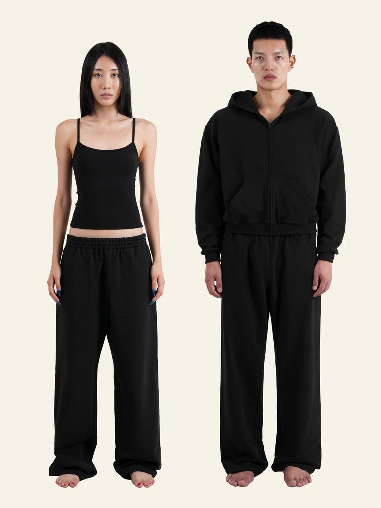 Deoineoseu Wide Leg Sweatpants (Black)