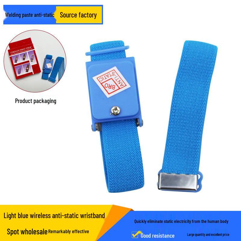 Wireless Anti-static Blue Wrist Strap with Metal Ring Cordless Anti-static Ring Blue (Bag)
