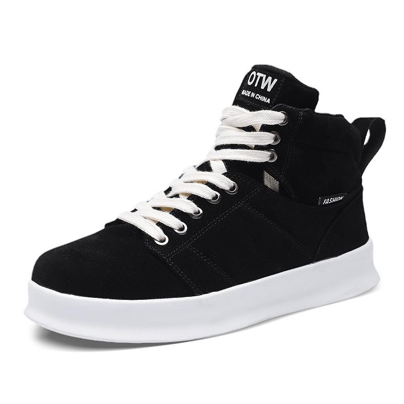 Autumn and winter new high-top anti-velvet leather shoes Air Force No. 1 thick-soled breathable sports student leisure workers
