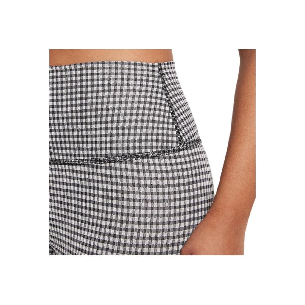 Nike High Waist Plaid Yoga Training Capris Women Bottoms Black DA1093-133