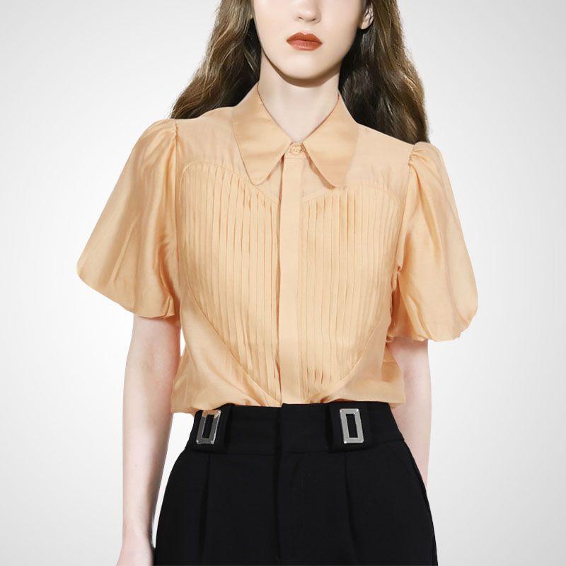 

Fashion Tencel French Shirt Women s Summer 2025 New Design Sense Niche Style Puff Sleeves Western Style Temperament Shirt Fashion Picture Color M