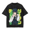Anime Chainsaw Man Yoru T-Shirt Hip Hop Gothic Gewaschenes Oversized-T-Shirt Herren Damen Kleidung Kurzarm Baumwolle T-Shirts Oberteile