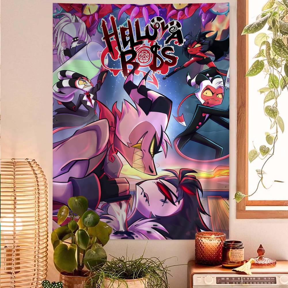 HHazbin HHotel Anime Character Alastor Cartoon Tapestry Hippie Flower Wall Carpets Dorm Decor Art Home Decor