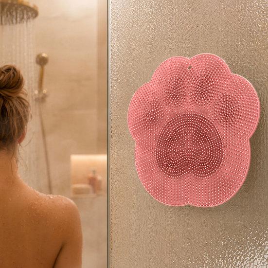 2Pcs Shower Foot Scrubber Mat, Foot Massage Pedicure Pad with Soft Silicone Bristles, Gentle Deep Cleansing Shower Foot Wash Mat