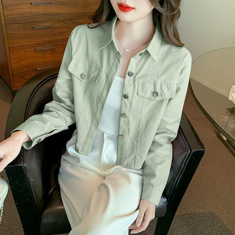 

Elegant Fashion Harajuku Slim Loose Casual All Match Tops Women Solid Button Cardigan Long Sleeve Outerwear 3XL зелений