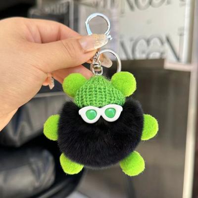 Chaveiro Pelúcia Pelo de Coelho Desenho Animado Formato de Boneca Pingente de Bolsa Chaveiro de Carro Acessório Decorativo Presente de Apoio Emocional