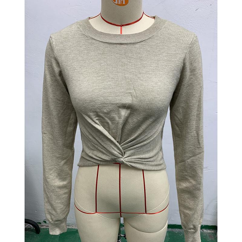 Autumn Sexy Hollow Out Twisted Knitted Sweater Women Slim Fit Long Sleeve Casual Women's Pullover Sweaters Round Neck Solid Elegant Knitwears 25063