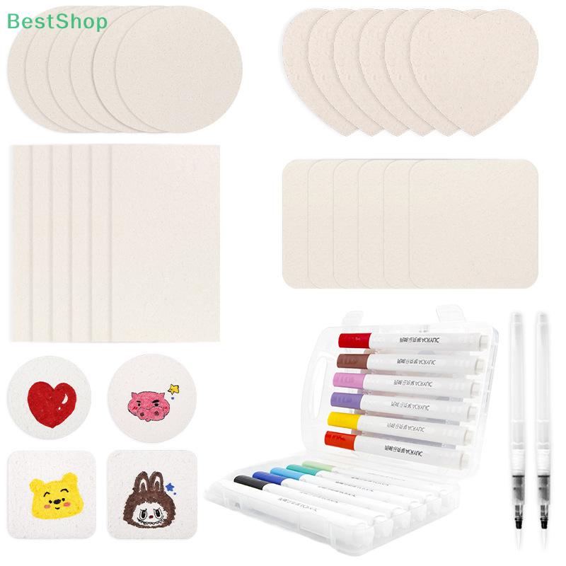 Painting Kit with 10 Foam Paint Paper 12 Markers,3D Stereo Foam Texture DIY Handmade Painting Blank Drawing Board