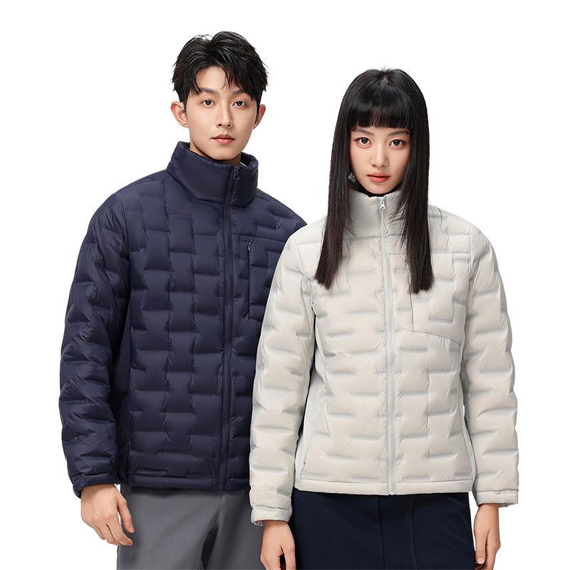 Unisex 2025 Autumn/Winter White Duck Down Jacket - Warm, Lightweight, and Versatile with Stand Collar.