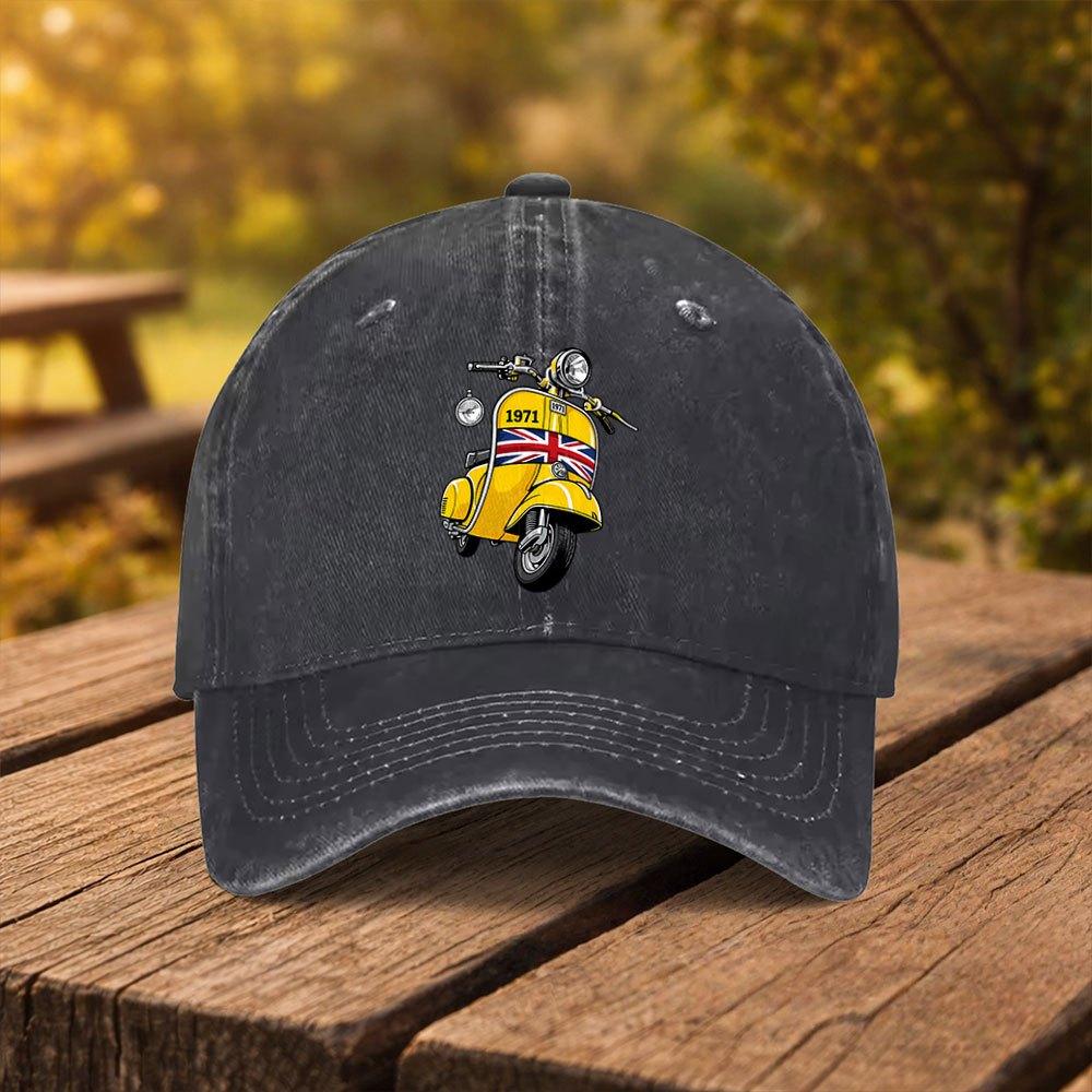 British Retro Motorcycle Print Baseball Cap Unisex Fashion Duckbill Hat Suitable for Outdoor Sports Fitness Travel And Outings M