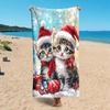 Christmas Kitten Santa Snowflake Print Beach Towel High Quality Polyester Easy Clean Towel for Beach Pool Picnic Couple Travel G