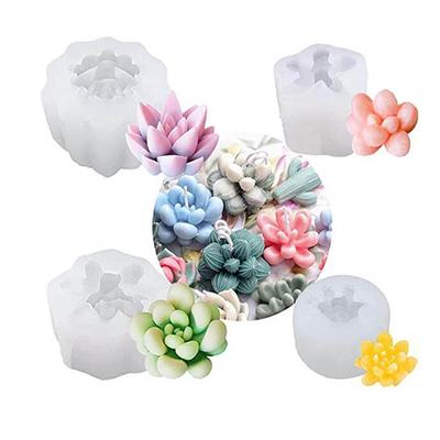 Diy Succulent Silicone Candle Molds 3D Cactus Flower Plants Casting Mould For Diy Candle Fondant Soap Epoxy Resin Crafts