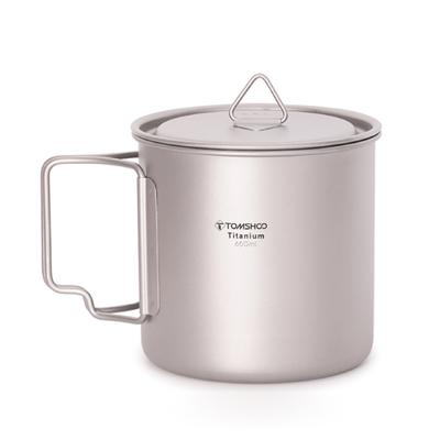 TOMSHOO Ultralight Titanium Cup Outdoor Portable Camping Picnic Water Cup Mug with Foldable Handle 300ml/350ml/420ml/450ml/550ml
