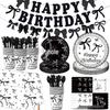 Black & White Bow Tie Party Decor Set: Tableware, Napkins, Cups, Flags