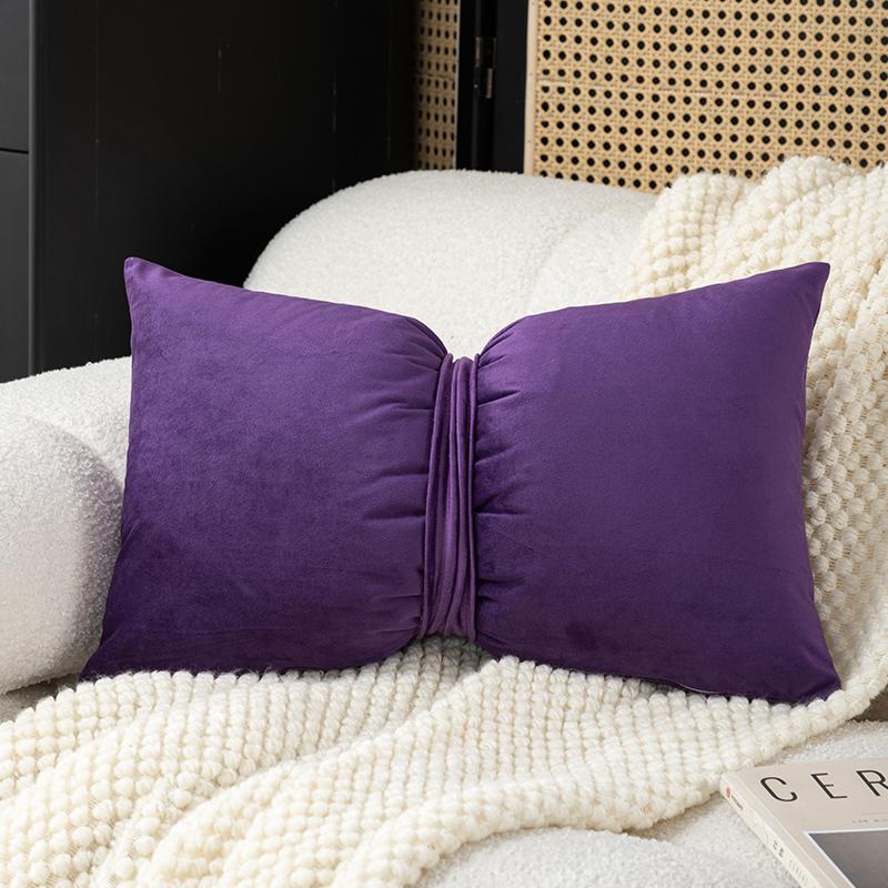 Velvet Bow Pillow Soft Plush Cushion Cover Home Decor Solid Color Pillow Covers Living Room Bedroom Tatami Decorative Pillowcase