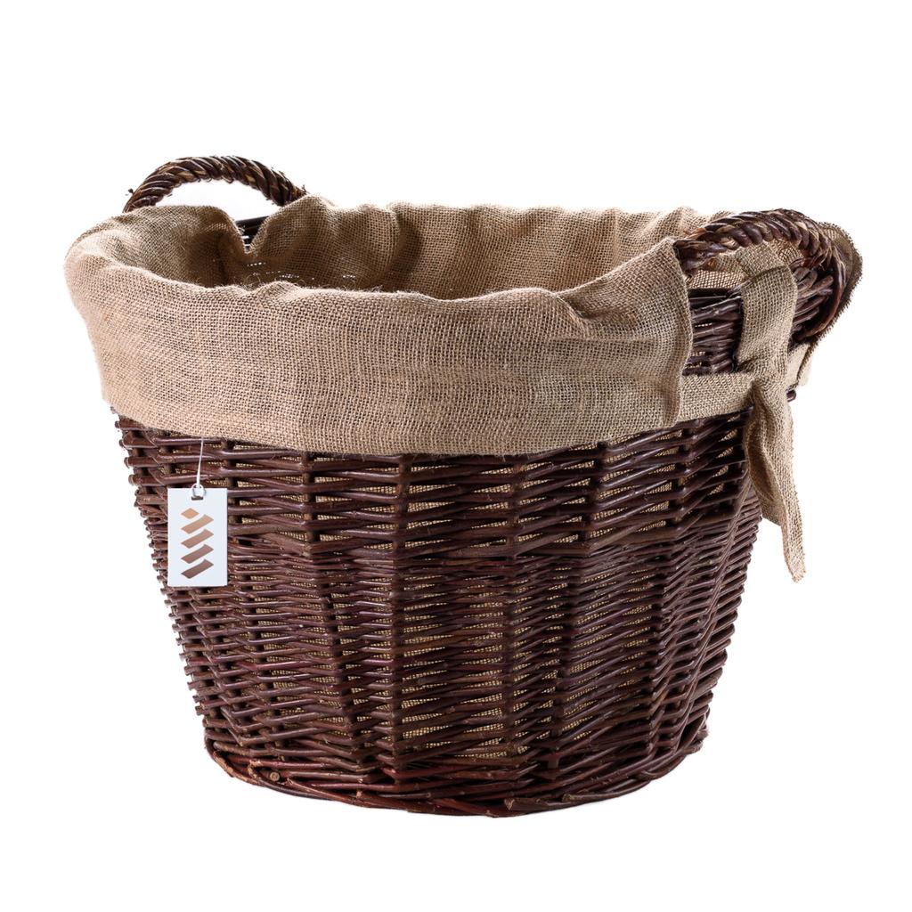 Dark Wicker Farm Basket For Harvesting Fruit, Vegetables, Potatoes, Flower Pot, Balloon, Without Insert