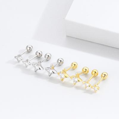 Ear Bone Nails Simple Star Twist Screws Women'S Ear Holes Earrings Flash Drill Ear Jewelry