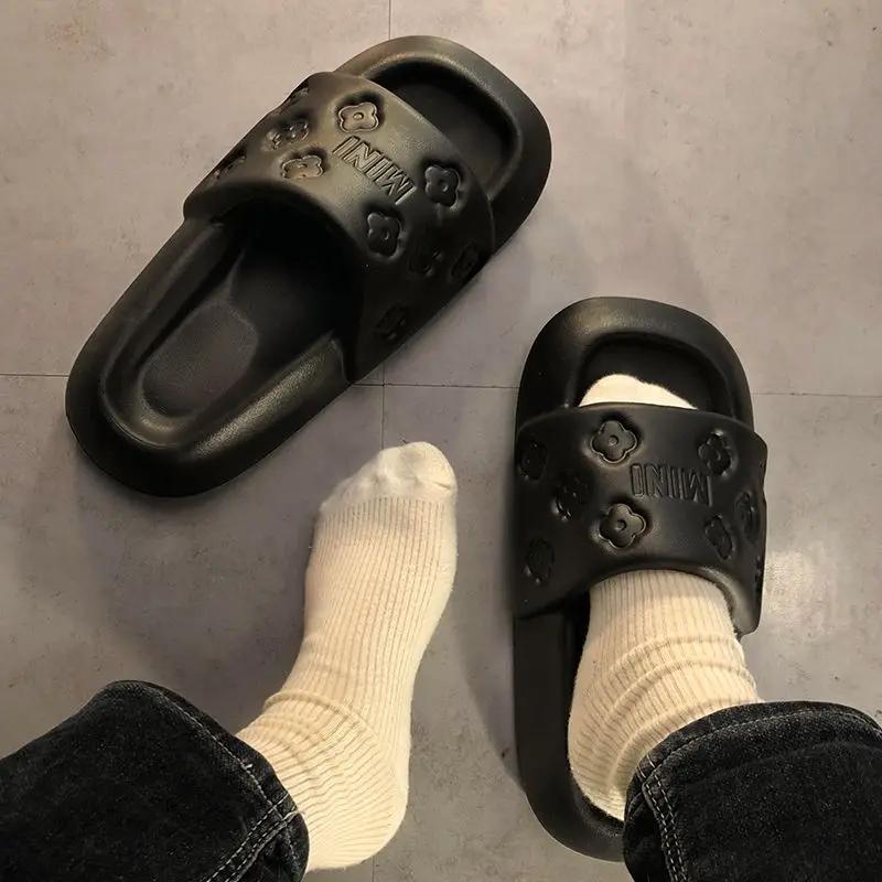 Fashion Sandals Open Toe Soft Woman Slippers House Shoes for Women Green Slides Rubber Bathroom Home Thick Outside Shoe Pvc Easy Wears B