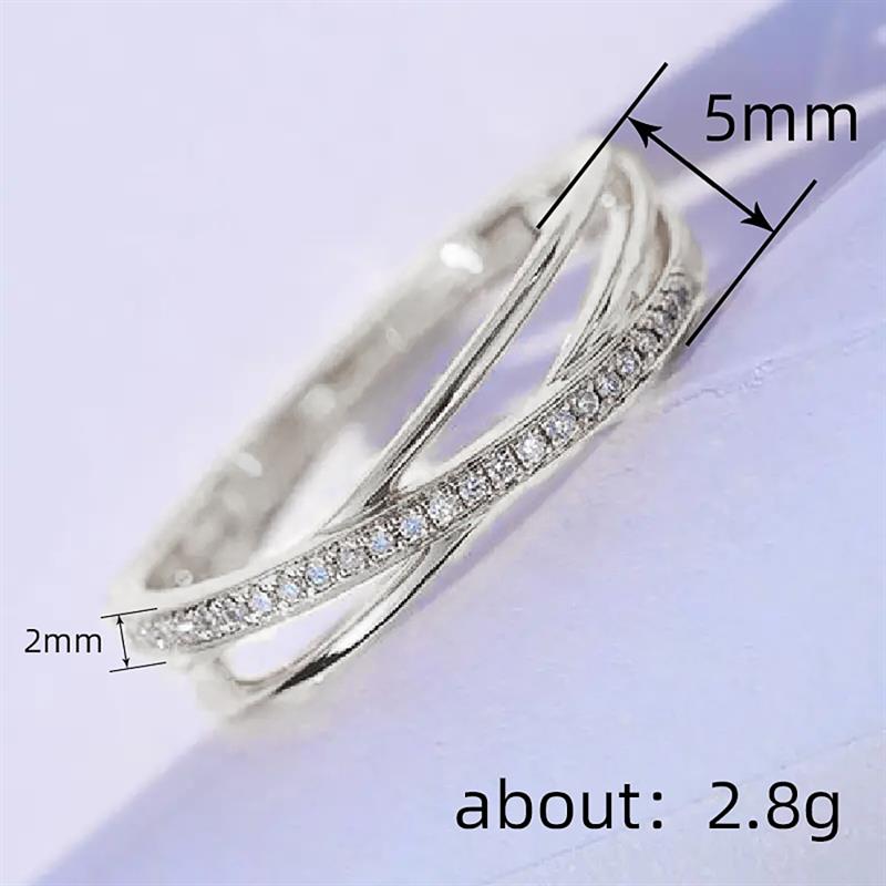 Huitan Simple Style Women Cross Ring Inlaid Bright Cubic Zirconia Fashion Versatile Wedding Party Accessories Daily Lady Jewelry