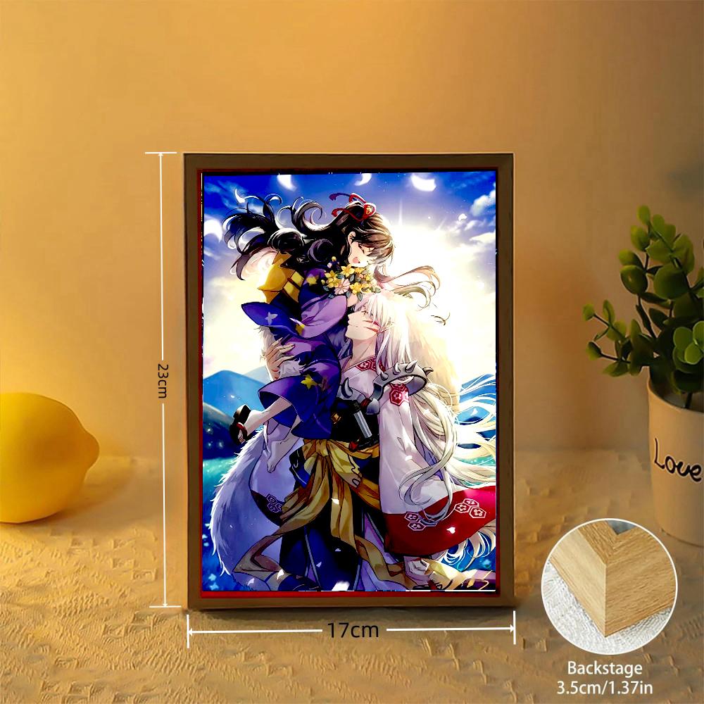 Light Painting Photo Frame Night Light Anime Figure Inuyasha Home Room Decor Office Decoration Bedroom Friends Gifts Moon Lamp